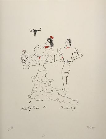 Litografía Cocteau - Barcelone