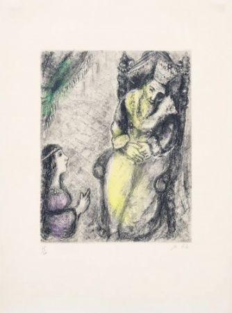 Grabado Chagall - Bath-Sheba at the Feet of David
