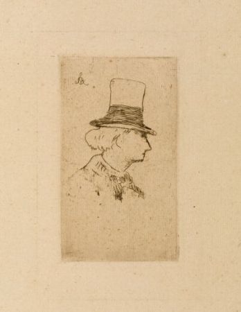 Aguafuerte Manet - Baudelaire de profile en chapeau II