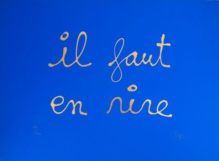 Serigrafía Vautier - BEN - Il faut en rire (bleu Klein et Or)