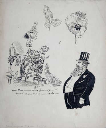 Sin Técnico Boutet - Ben mon vieux frère, si je n'ai que ça pour brosser ma veste..., 1897 - Original drawing (Hand-signed!)