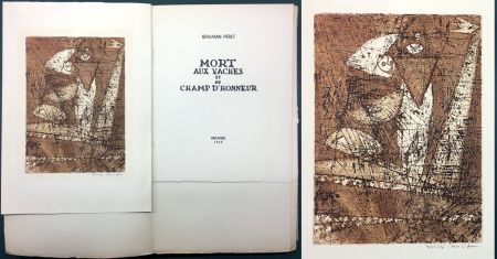 Libro Ilustrado Ernst - Benjamin Péret : MORT AUX VACHES ET AU CHAMP D'HONNEUR. 1/50 avec l'eau-forte signée de Max Ernst.‎ 