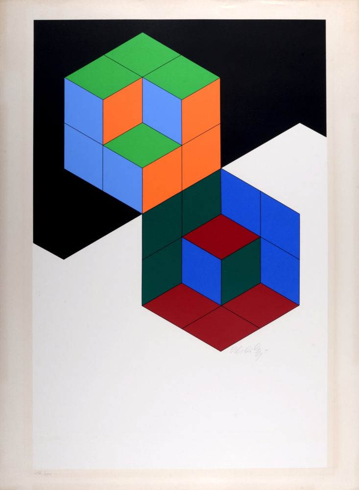 Serigrafía Vasarely - Bi-Hexa , 1975