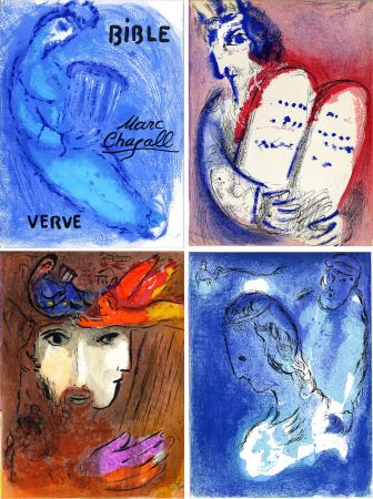 Libro Ilustrado Chagall - BIBLE. Verve vol. VIII. n°33 et 34. 28 LITHOGRAPHIES ORIGINALES (1956).