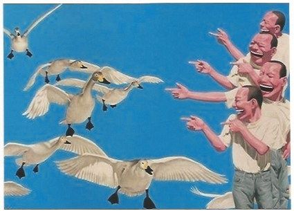 Serigrafía Minjun - Big swans