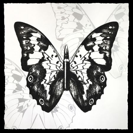 Serigrafía Robierb - Black Butterfly on White