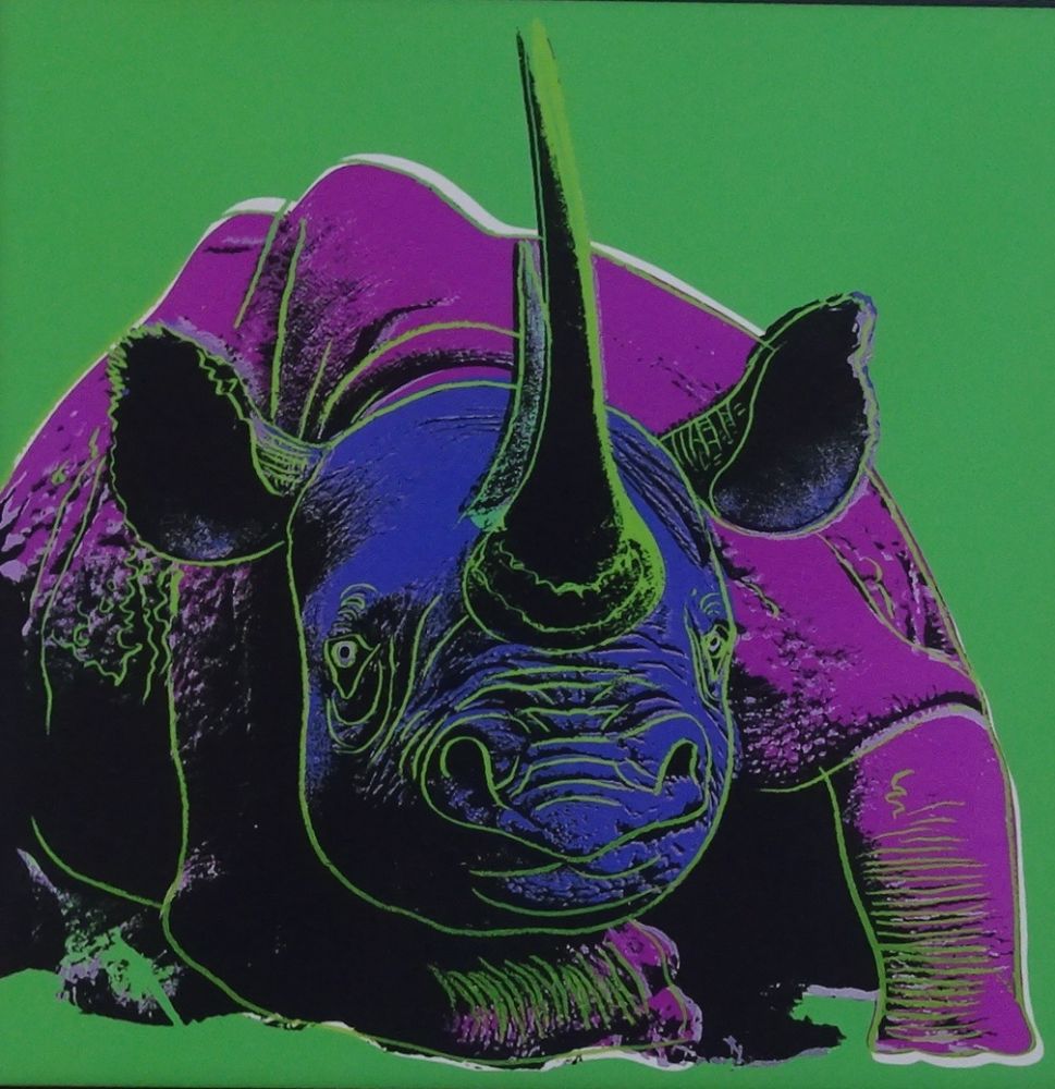 Serigrafía Warhol - Black rhinoceros