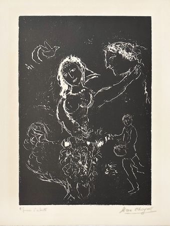 Litografía Chagall - Blanc sur noir