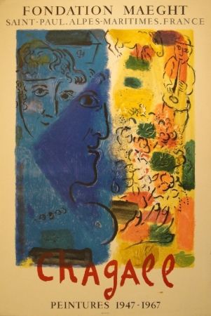 Litografía Chagall - (Blaues Profil). Peintures 1947-1967