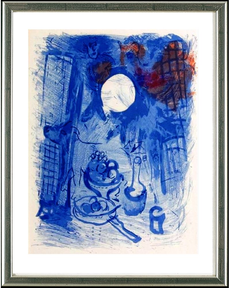 Litografía Chagall - Blaues Stilleben (Nature morte bleue), Paris 1957