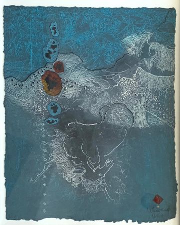 Aguafuerte Y Aguatinta Lebadang - Blue Abstract