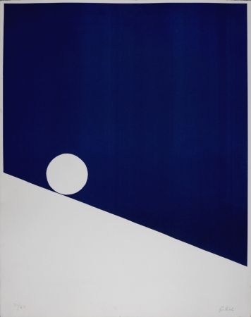 Serigrafía Gilioli - Blue Composition, c. 1970s -  Hand-signed!