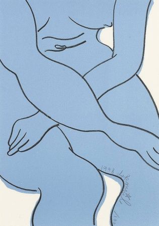 Litografía Dokoupil - Blue Nude