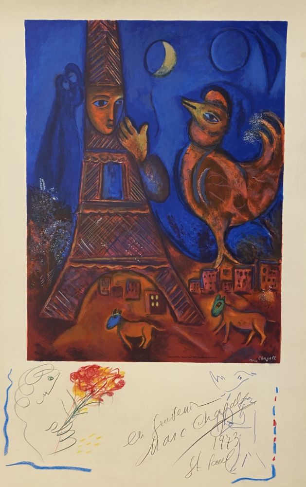 Litografía Chagall - Bonjour Paris (Good Morning Paris)