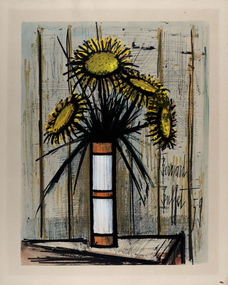 Litografía Buffet - Bouquet de soleils, 1960