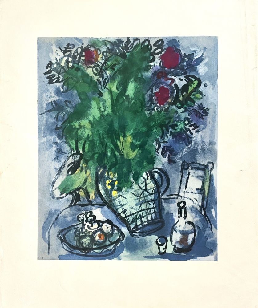 Litografía Chagall - Bouquet Fleuri sur Table