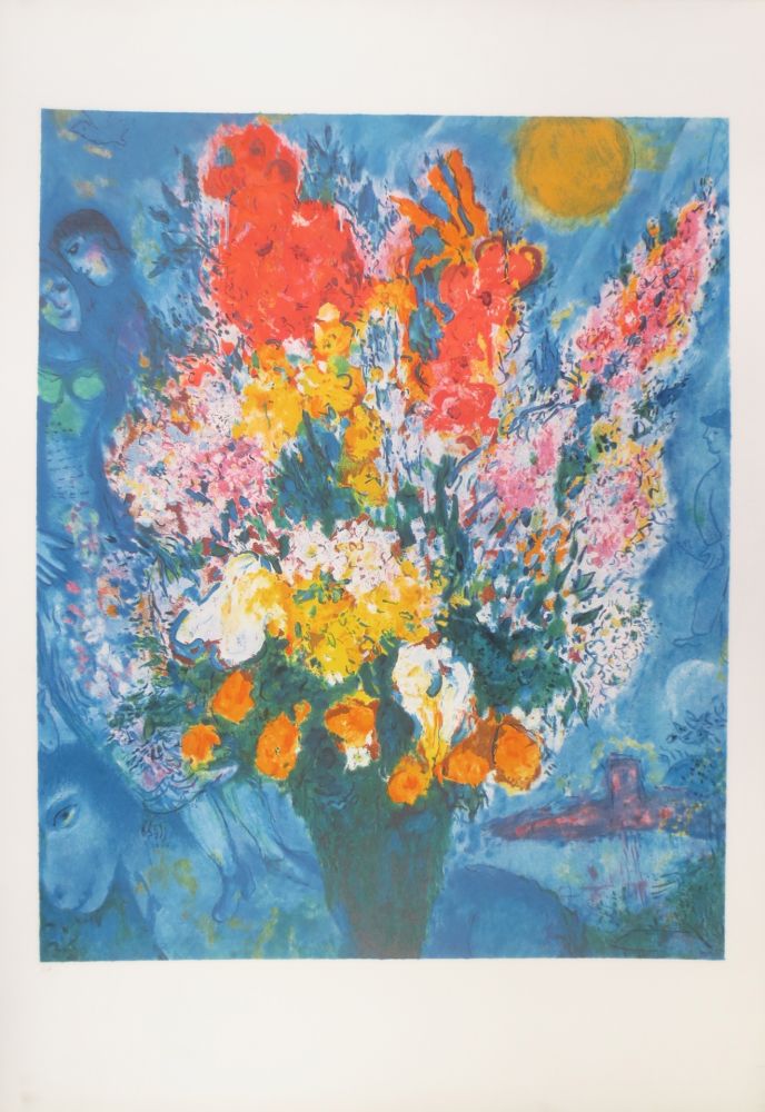 Litografía Chagall - Bouquet illuminant le ciel