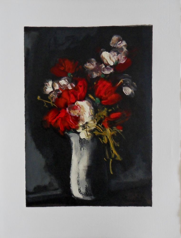 Grabado En Madera Vlaminck - Bouquet rouge et blanc