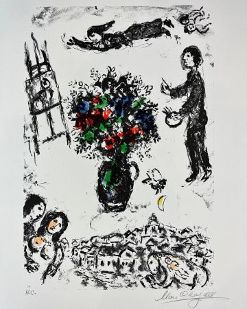 Litografía Chagall - BOUQUET SUR LA VILLE
