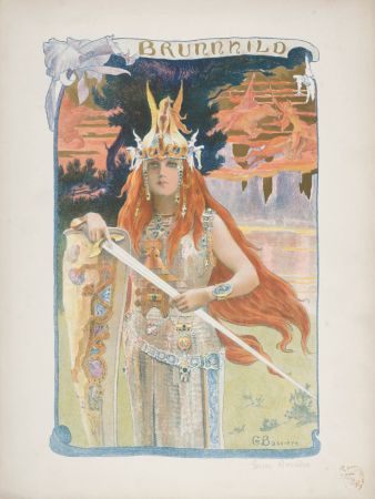 Litografía Bussiere - Brunnhild, 1899