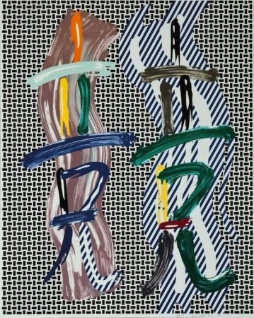 Litografía Lichtenstein - Brushstroke Contest, from Brushstroke Figure Series