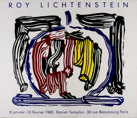 Litografía Lichtenstein - Brushstroke Still Life With Apple, 1983
