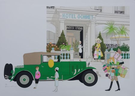 Litografía Noyer - Cannes - Hôtel Gonnet
