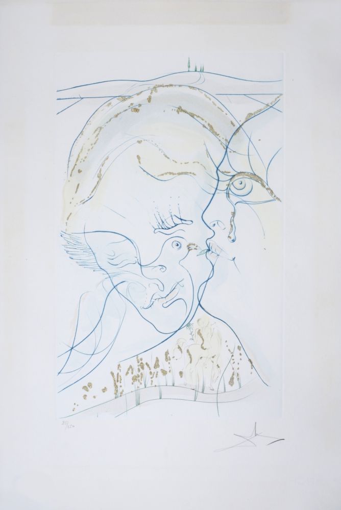 Grabado Dali - Cantique des Cantiques : Les Yeux de colombe de la Mariée, 1971 - Hand-signed