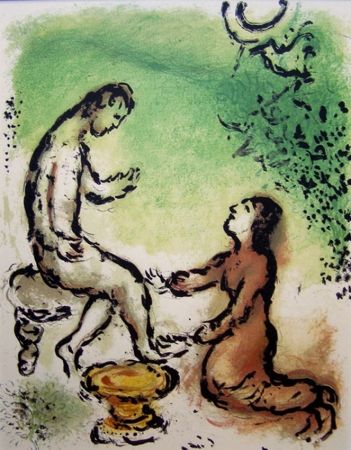 Litografía Chagall - Canto XIX – Odiseo y Euriclea