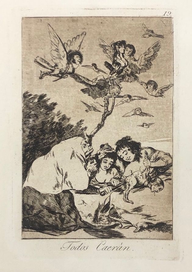 Aguafuerte Goya - Capricho 19. Todos Caerán
