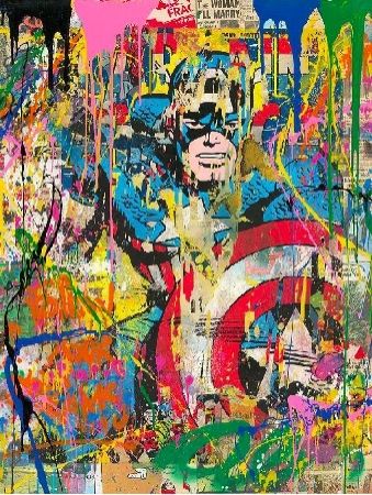 Serigrafía Mr Brainwash - Captain America, 2020