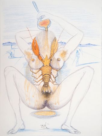 Grabado Dali - Casanova : Femme surréaliste et homard