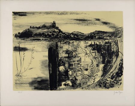 Litografía Piper - Castle, c. 1955 - Hand-signed!