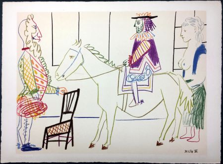 Litografía Picasso - Cavalier costumé 1 (La Comédie Humaine - Verve 29-30. 1954) 