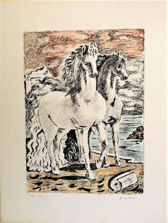 Litografía De Chirico - Cavalli antichi