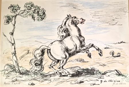 Litografía De Chirico - Cavallo in libertà