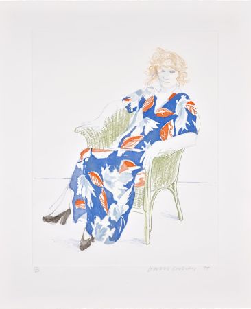 Grabado Hockney - Celia in a Wicker Chair