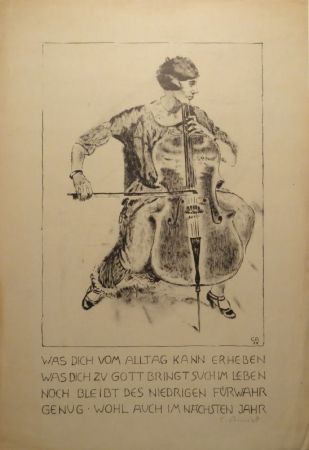Litografía Amiet - Cello-Spielerin