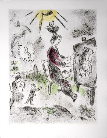 Aguafuerte Y Aguatinta Chagall - Celui qui dit les choses sans rien dire, 1976 - PLATE 10