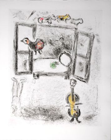 Aguafuerte Y Aguatinta Chagall - Celui qui dit les choses sans rien dire, 1976 - PLATE 15