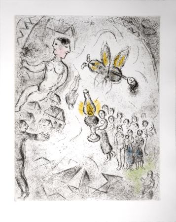 Aguafuerte Y Aguatinta Chagall - Celui qui dit les choses sans rien dire, 1976 - PLATE 18