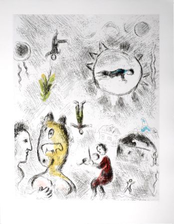 Aguafuerte Y Aguatinta Chagall - Celui qui dit les choses sans rien dire, 1976 - PLATE 24