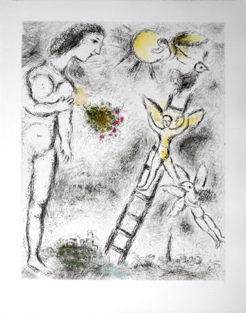Aguafuerte Y Aguatinta Chagall - Celui qui dit les choses sans rien dire, 1976 - PLATE 25