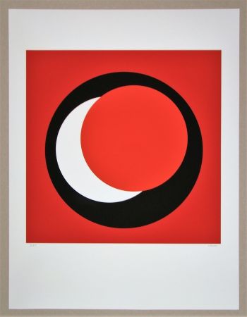 Serigrafía Claisse - Cercle rouge sur fond rouge foncé