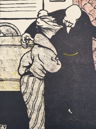 Litografía Vallotton - C'est pour votre papa... Passez donc dans mon cabinet. 