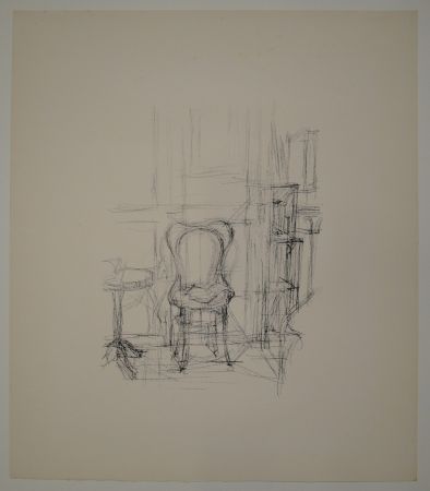 Litografía Giacometti - Chaise et guéridon. 