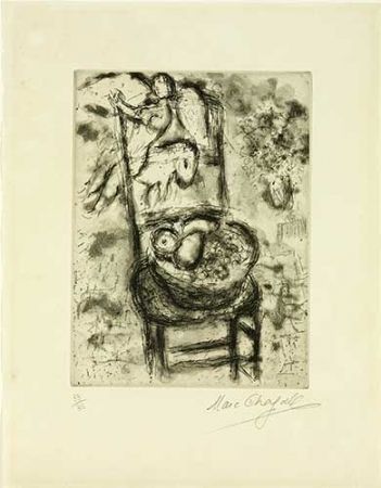 Grabado Chagall - Chaise à la corbeille de fruits