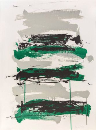 Litografía Mitchell - Champs (Black, Gray and Green)