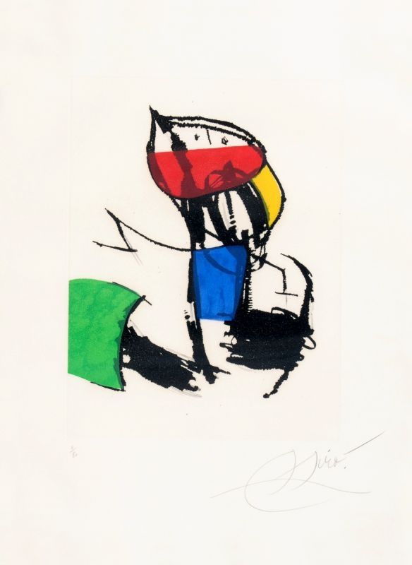 Aguafuerte Y Aguatinta Miró - Chanteur des rues III 
