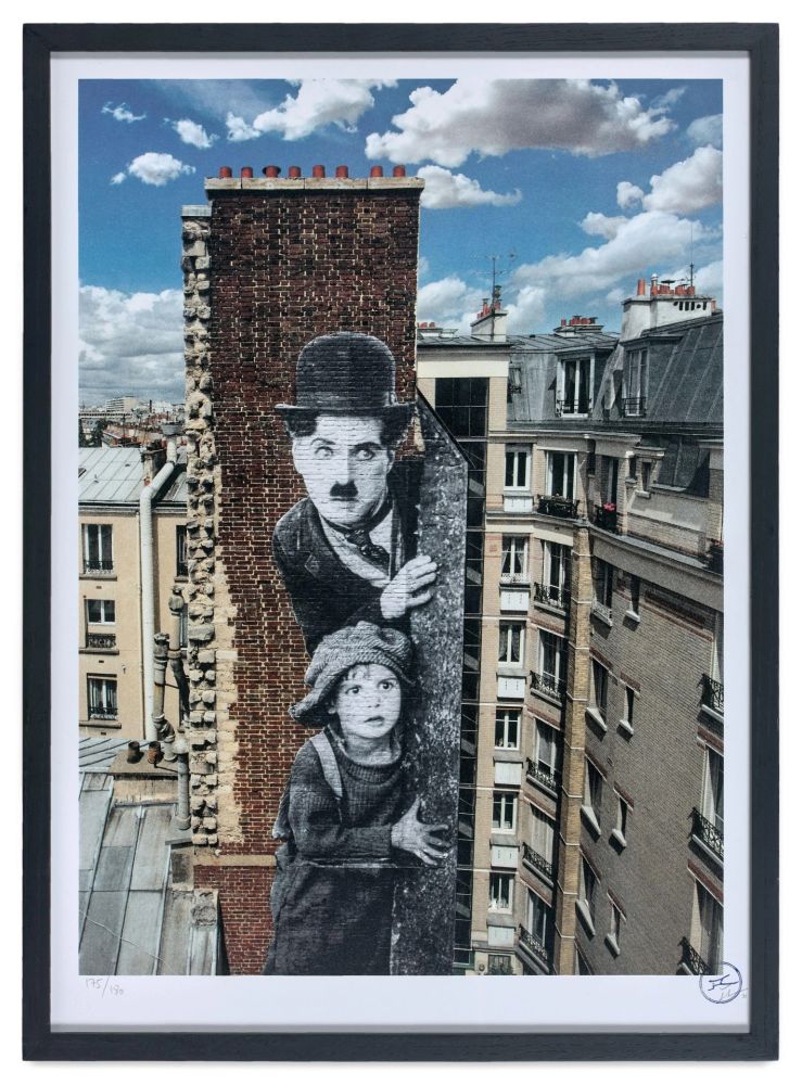Litografía Jr - Charlie Chaplin revu par JR, The Kid, Charlie Chaplin & Jackie Coogan, USA, 1923, de jour, Paris